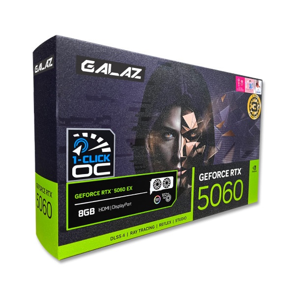 [GALAX] 갤럭시 GALAZ GeForce RTX 5060 EX BLACK OC D7 8GB